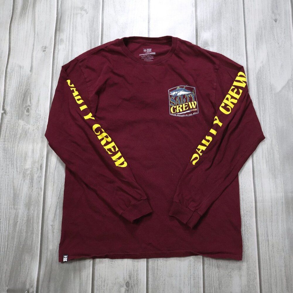 Salty Crew Men's Yellowfin Tuna Long Sleeve Shirt - Maroon